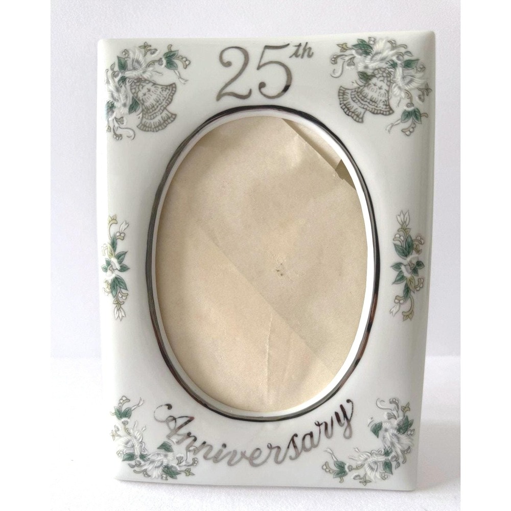 1984 4x4 Lefton 25th Anniversary Porcelain Hand Painted Cottagecore Frame